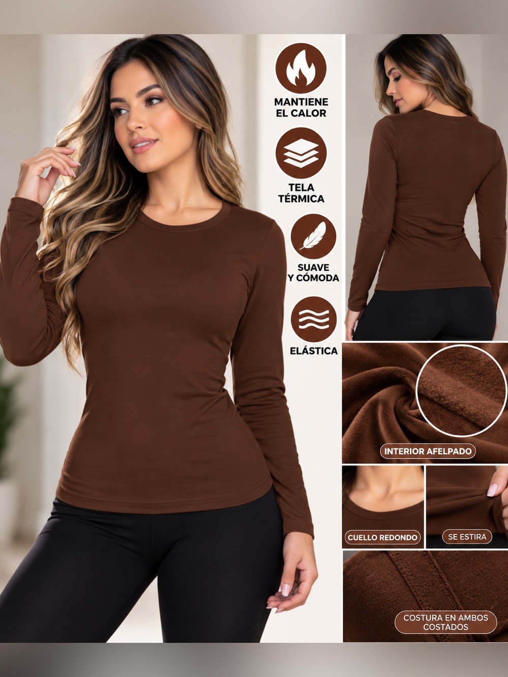 NWT Brown Women's Thermal Top - Warmth and Style in
Winter one size